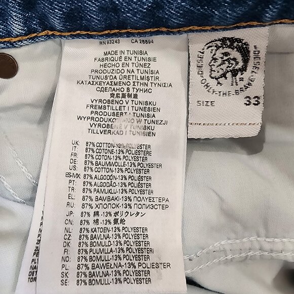 Diesel Library Men's D-Macs Straight Leg Button Fly Jeans Size W33 L30 - Picture 3 of 10